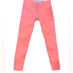 Abercrombie & Fitch Super Skinny Mid Rise Jeans Women’s Size 2 Neon Coral Pink